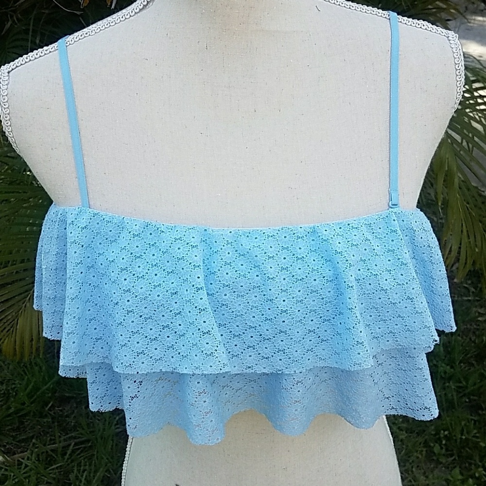Aerie  blue ruffle top